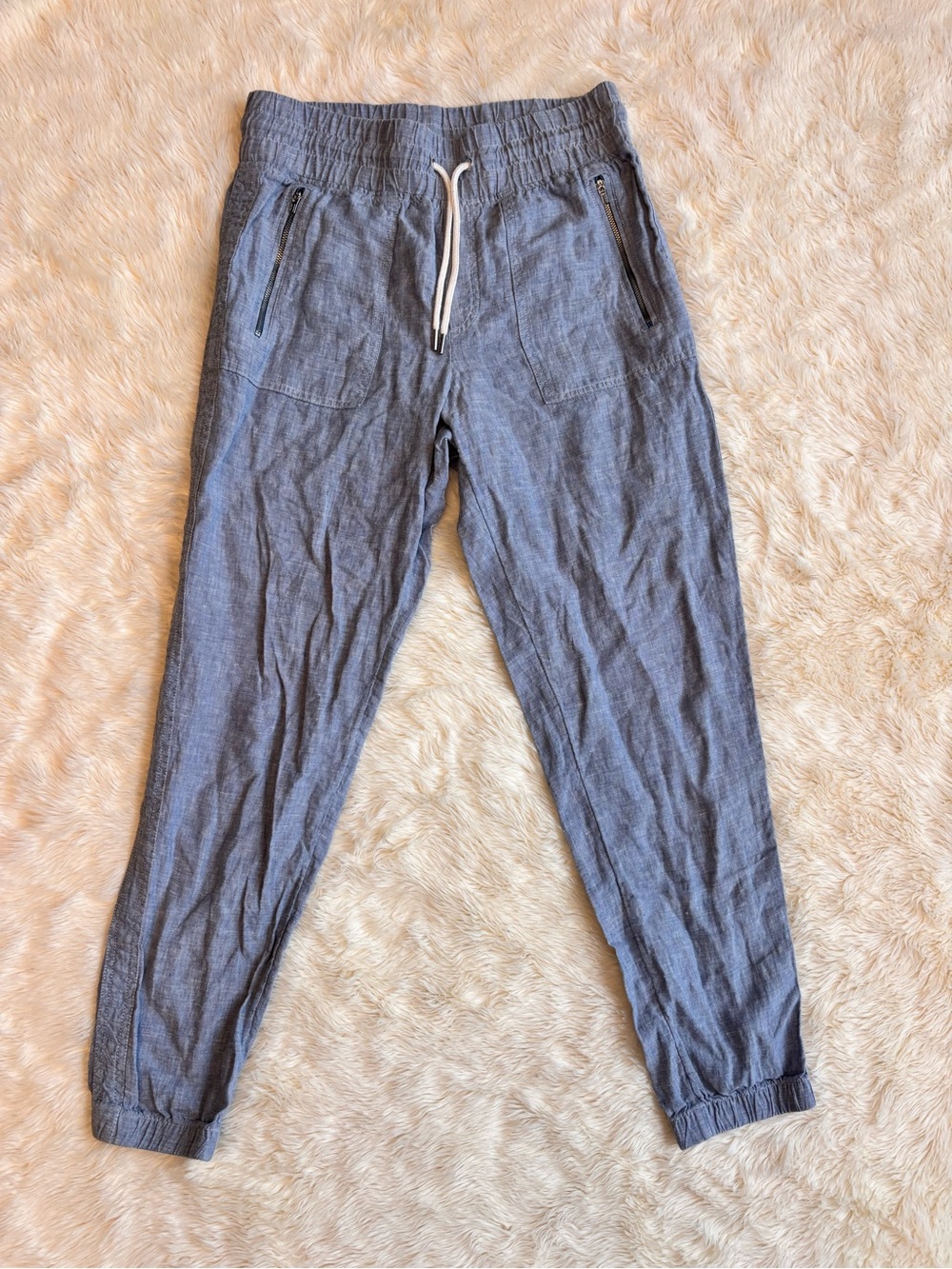 Athleta Cabo Chambray Elastic Drawstring Waist Jogger Pants Womens 6